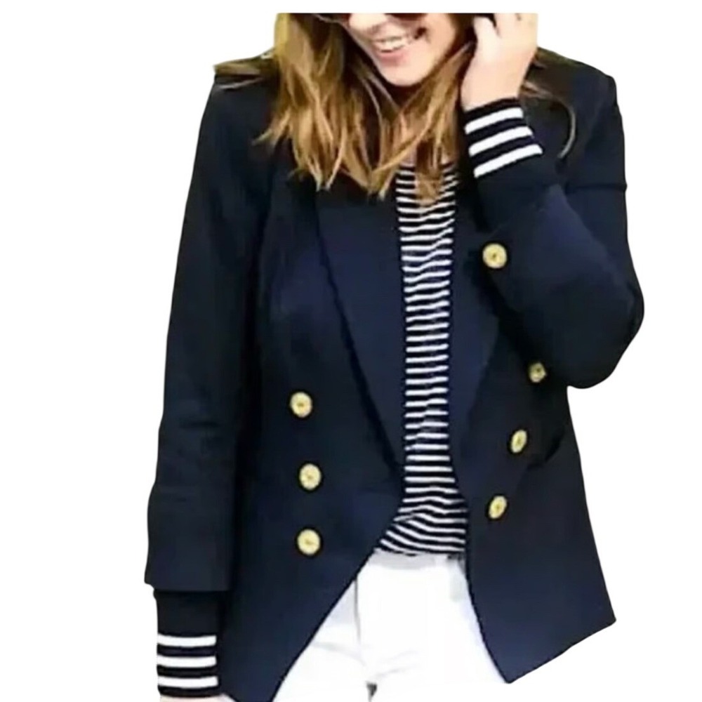 Cabi Navy Double Breasted Blazer Size 6 Nautical Fisherman Preppy Anchor Buttons